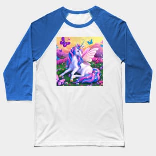 Unicorn and Butterflies Baseball T-Shirt
